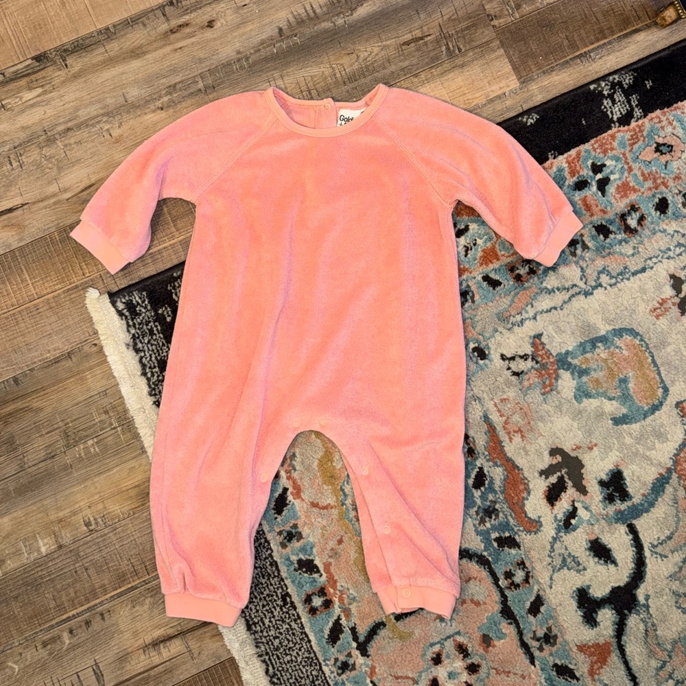 Goldie + Ace Terrycloth Pink Long Sleeve Casual Romper Onsie Outfit 12-18MOS